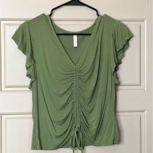Cinched V-neck Crop